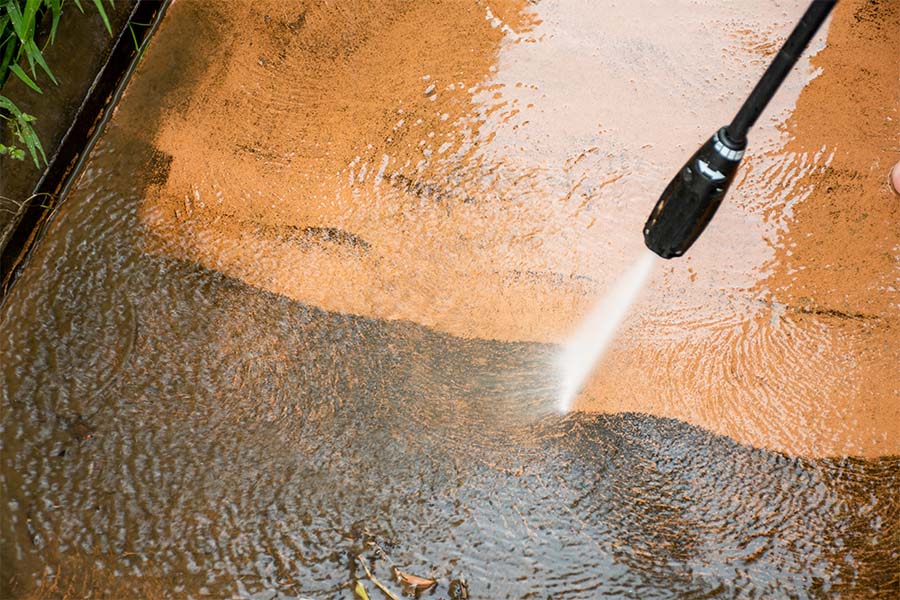 Power washing close up safe and effective